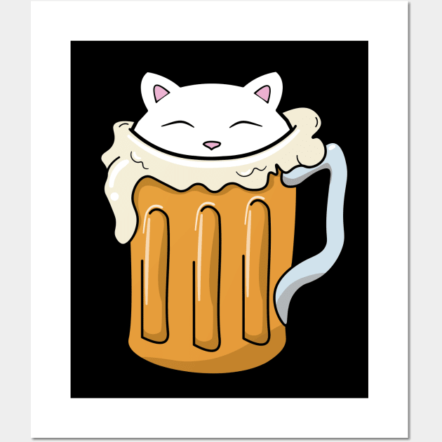 Cat in a jar of beer Wall Art by Purrfect